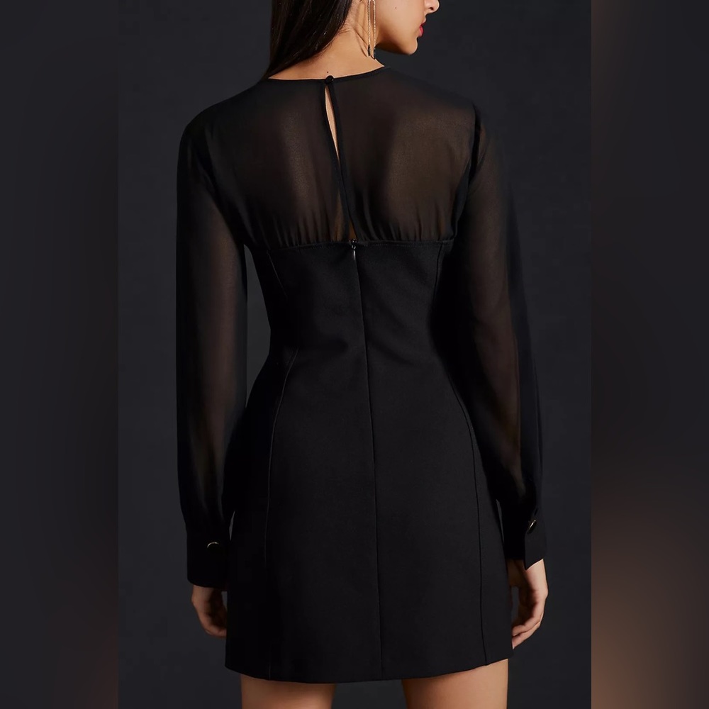 Anthropologie Maeve Sheer Long-Sleeve Mini Dress - Picture 4 of 5
